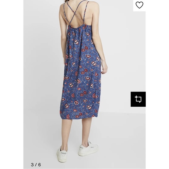 Gap Day Midi Dress Women's Size M Blue/Red Floral – Rayon, Sleeveless, V-Neck - Picture 9 of 12